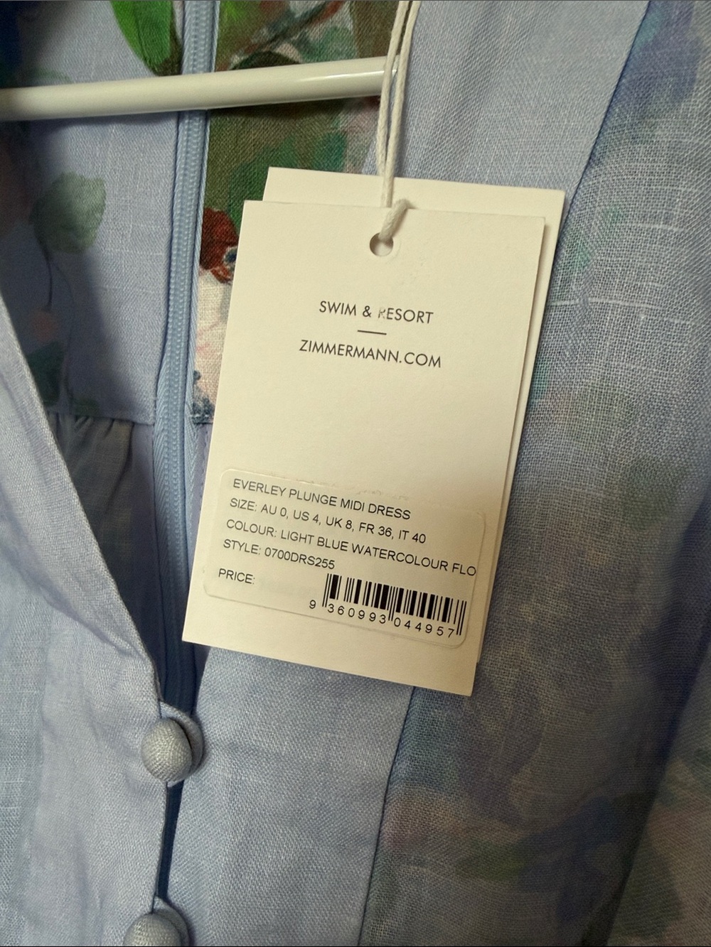 NWT Zimmermann Everley Light Blue Floral Button-Down Maxi Dress - Picture 9 of 13